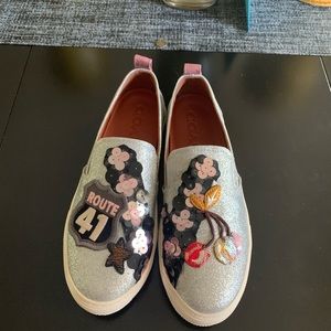 Coach women sneakers cherry glitter silver size 9.5 B